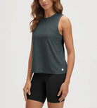 ODODOS Stratum Women's Performance Tank in dark grey, perfect for workout wear and summer essentials.