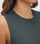 ODODOS Stratum women's performance tank close-up showcasing soft fabric and crew neck design.