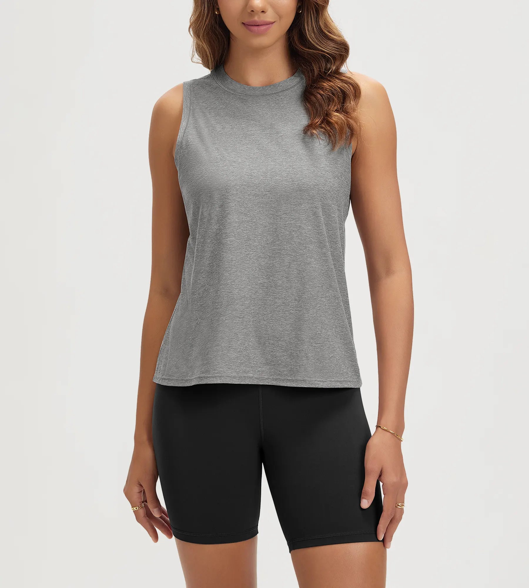 ODODOS Stratum mock neck tank for workout wear in soft fabric and athletic fit.