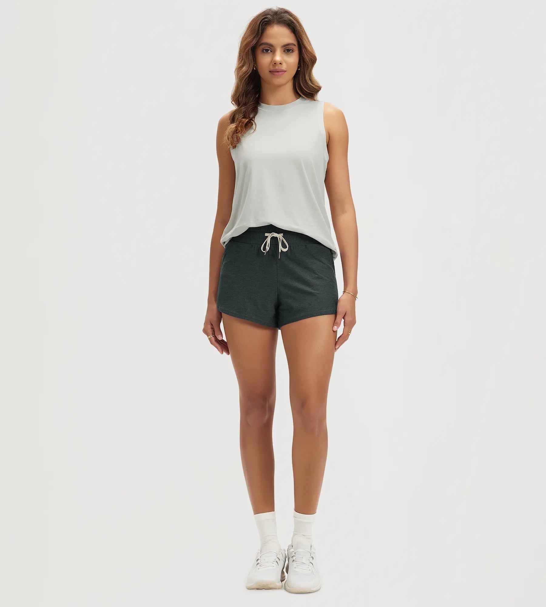 ODODOS Stratum Women's Performance Tank with quick dry shorts, perfect for workout wear.