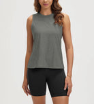 ODODOS Stratum Women's performance tank in gray with mock neck design