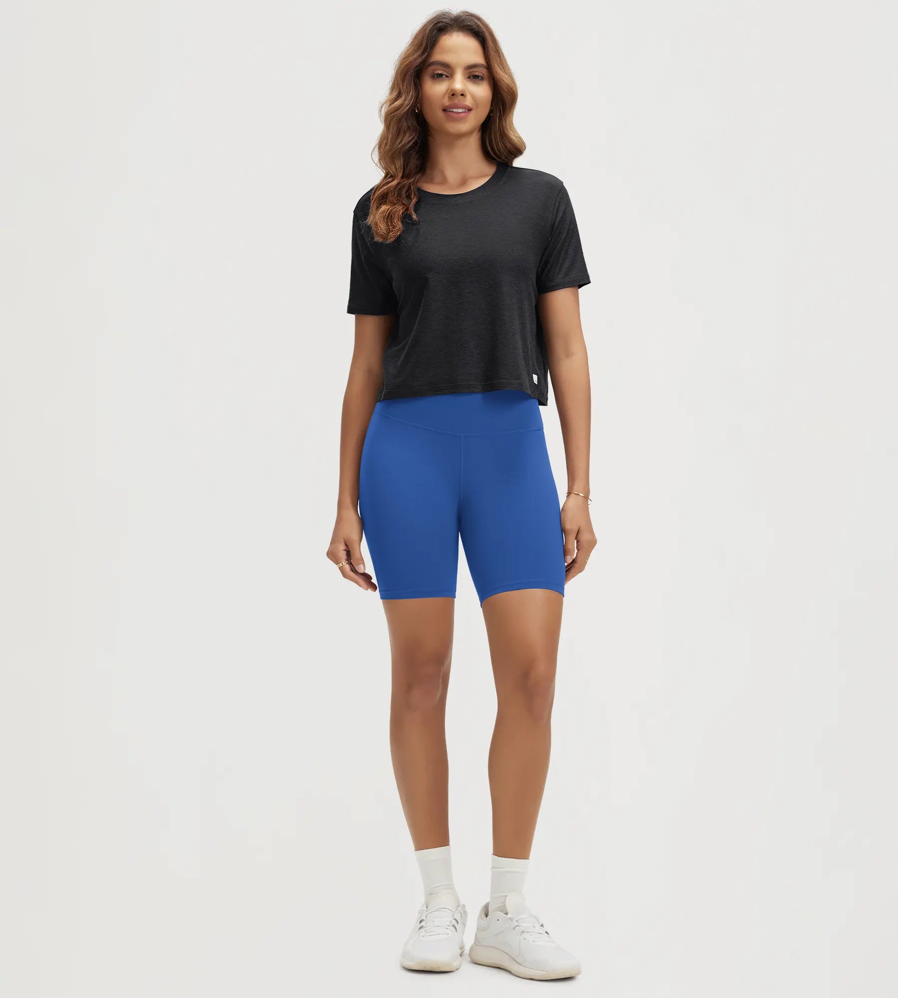 ODODOS Stratum Women's Performance Cropped Tee with soft fabric and athletic fit.