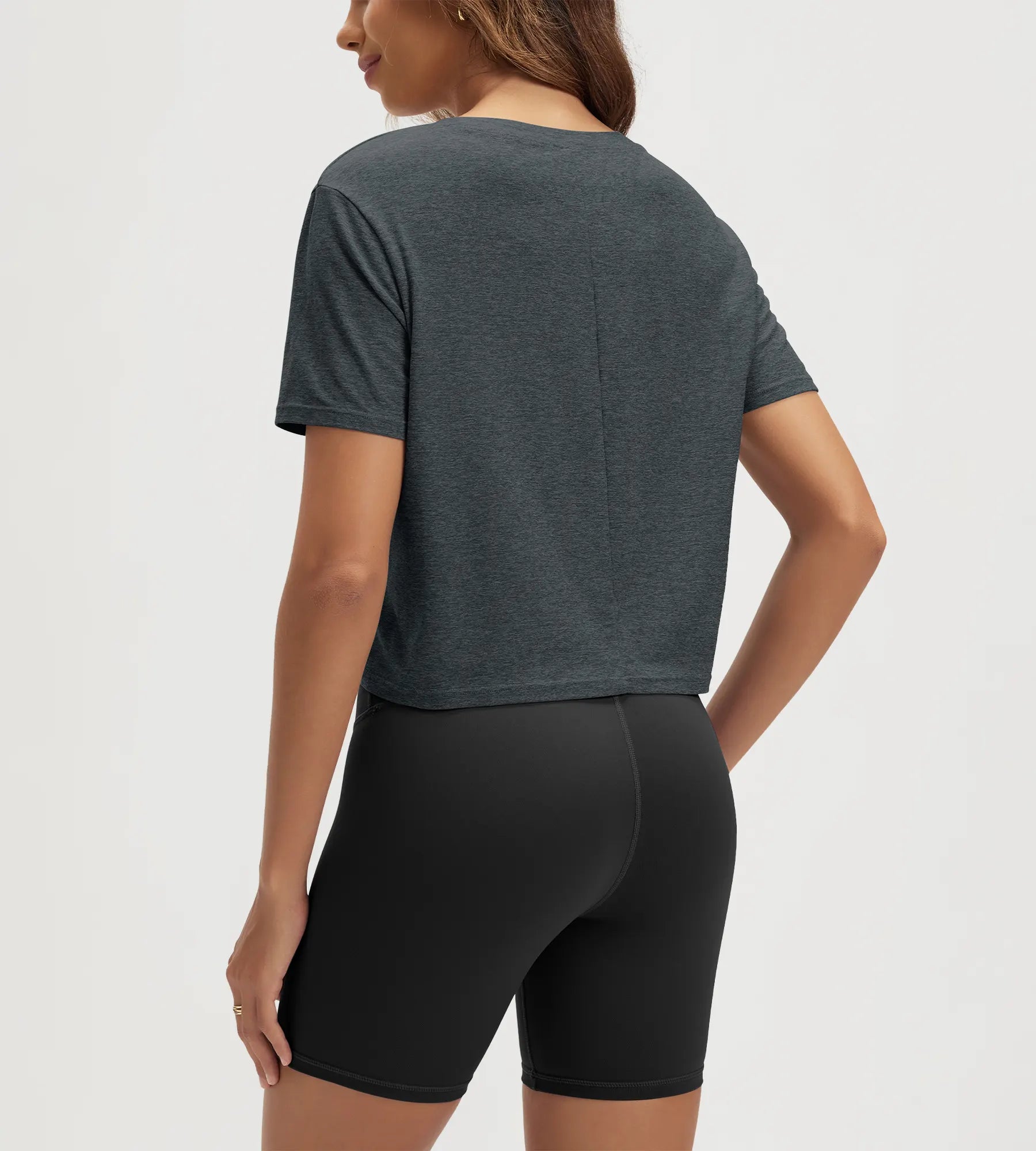 ODODOS Stratum Women's Performance Cropped Tee with loose fit and soft fabric.
