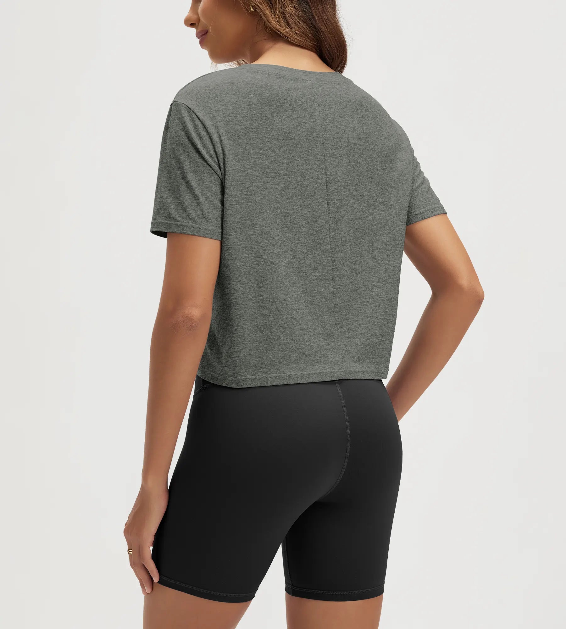 ODODOS Stratum Women's Performance Cropped Tee in soft fabric and athletic fit.