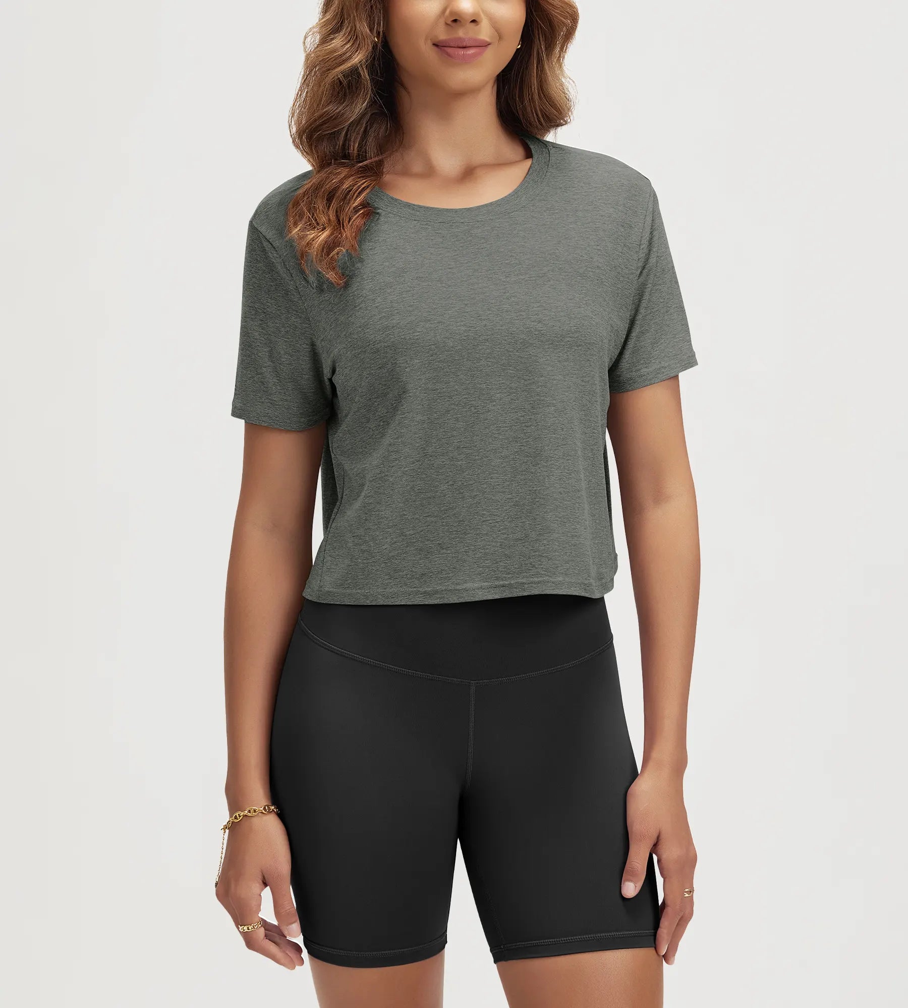 ODODOS Stratum Women's Performance Cropped Tee in soft fabric for activewear and summer essentials.