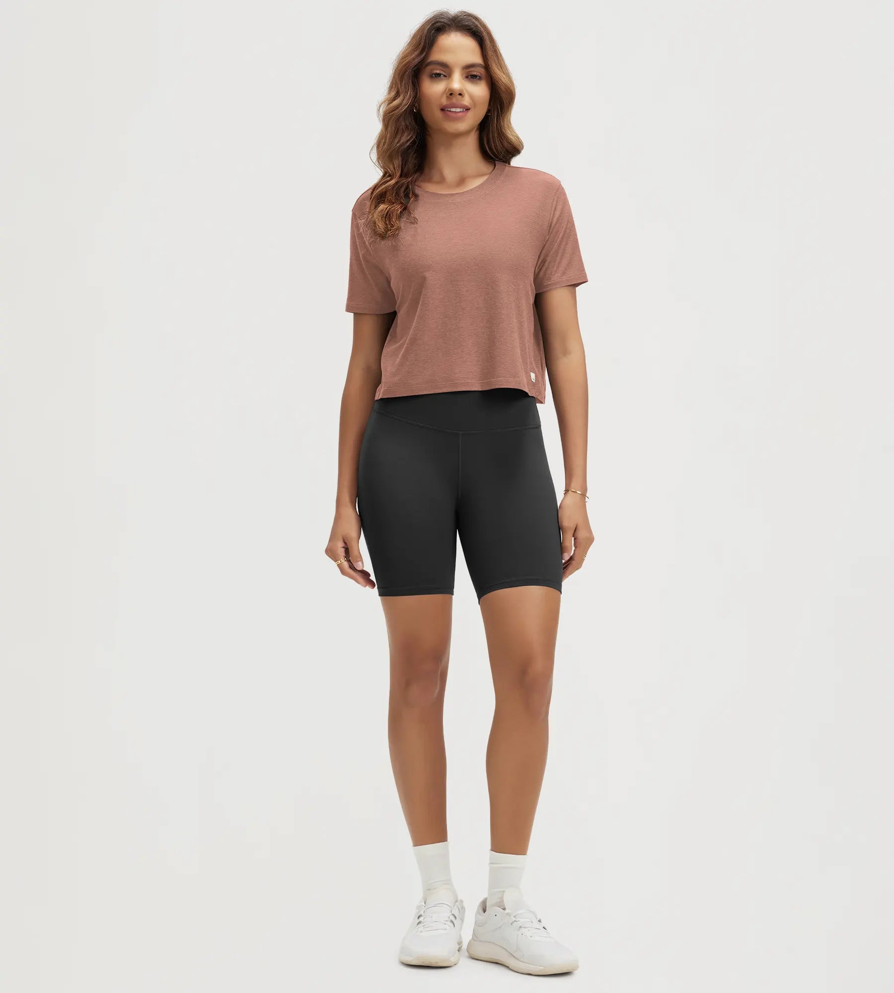 ODODOS Stratum Women's cropped tee with soft fabric and athletic fit.