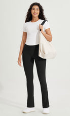 28" High Waist Casual Straight Leg Pants with Back Pocket - ododos