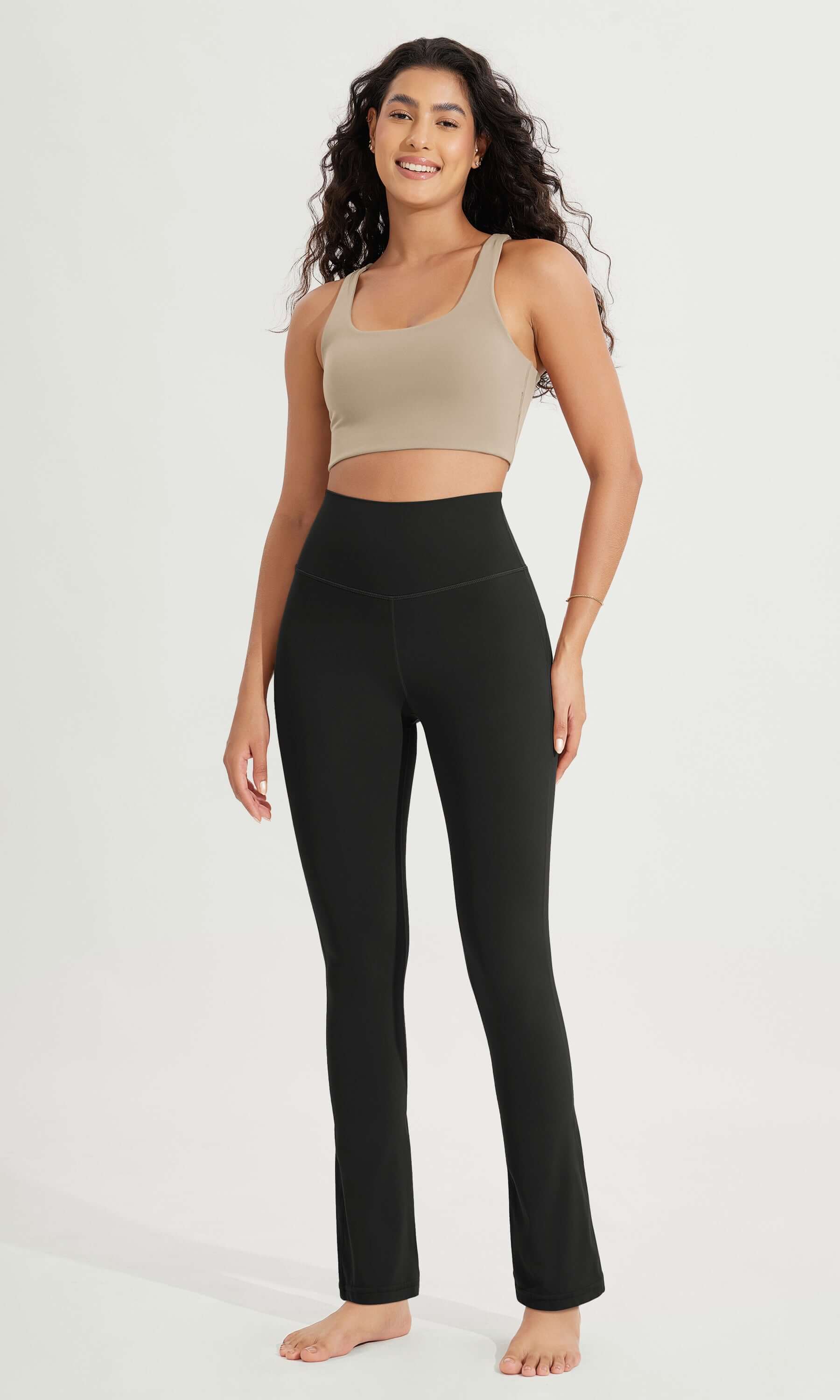 28 High Waist Casual Straight Leg Pants with Back Pocket - ododos