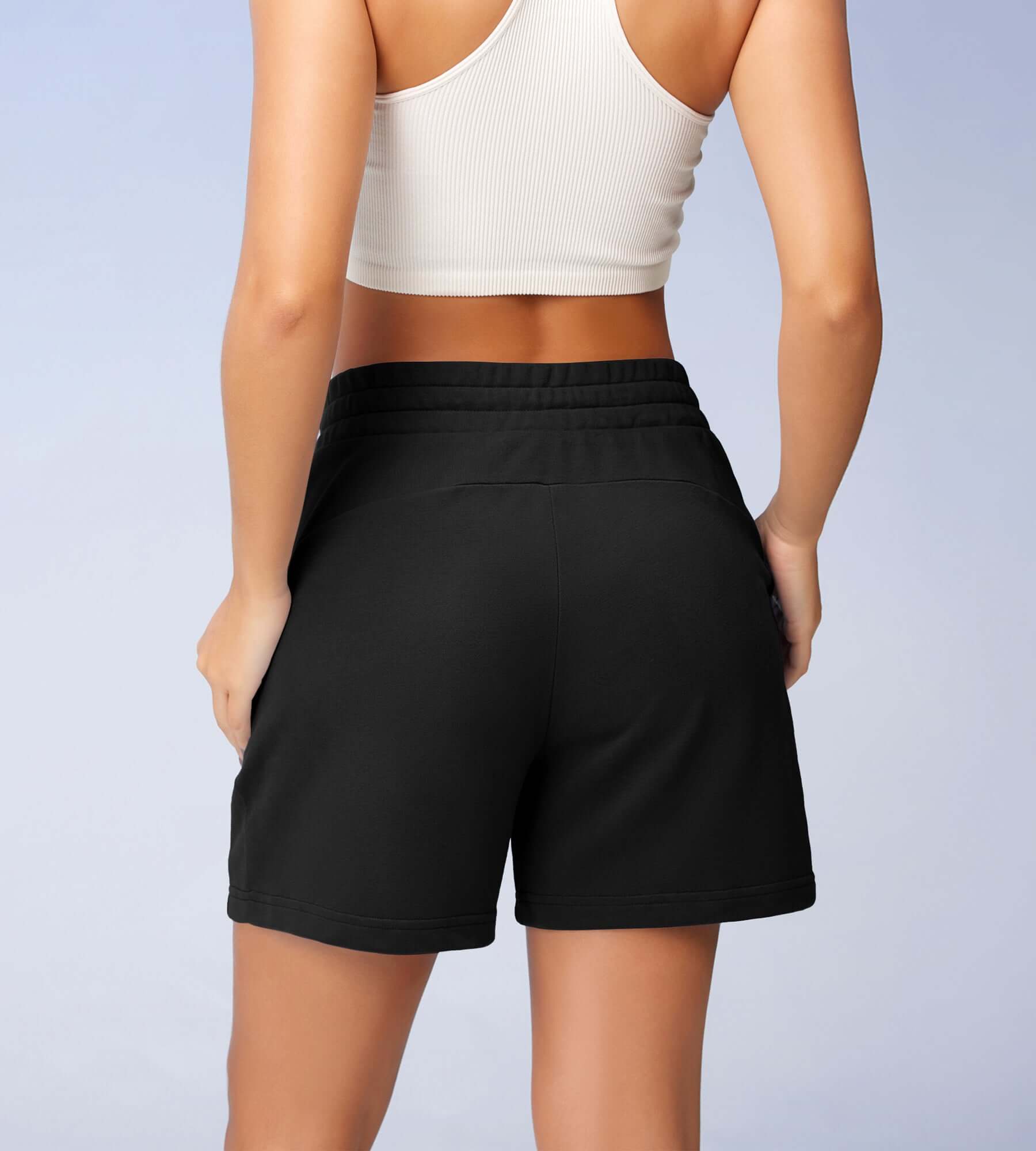 5 Cotton French Terry High Waist Lounge Shorts - ododos