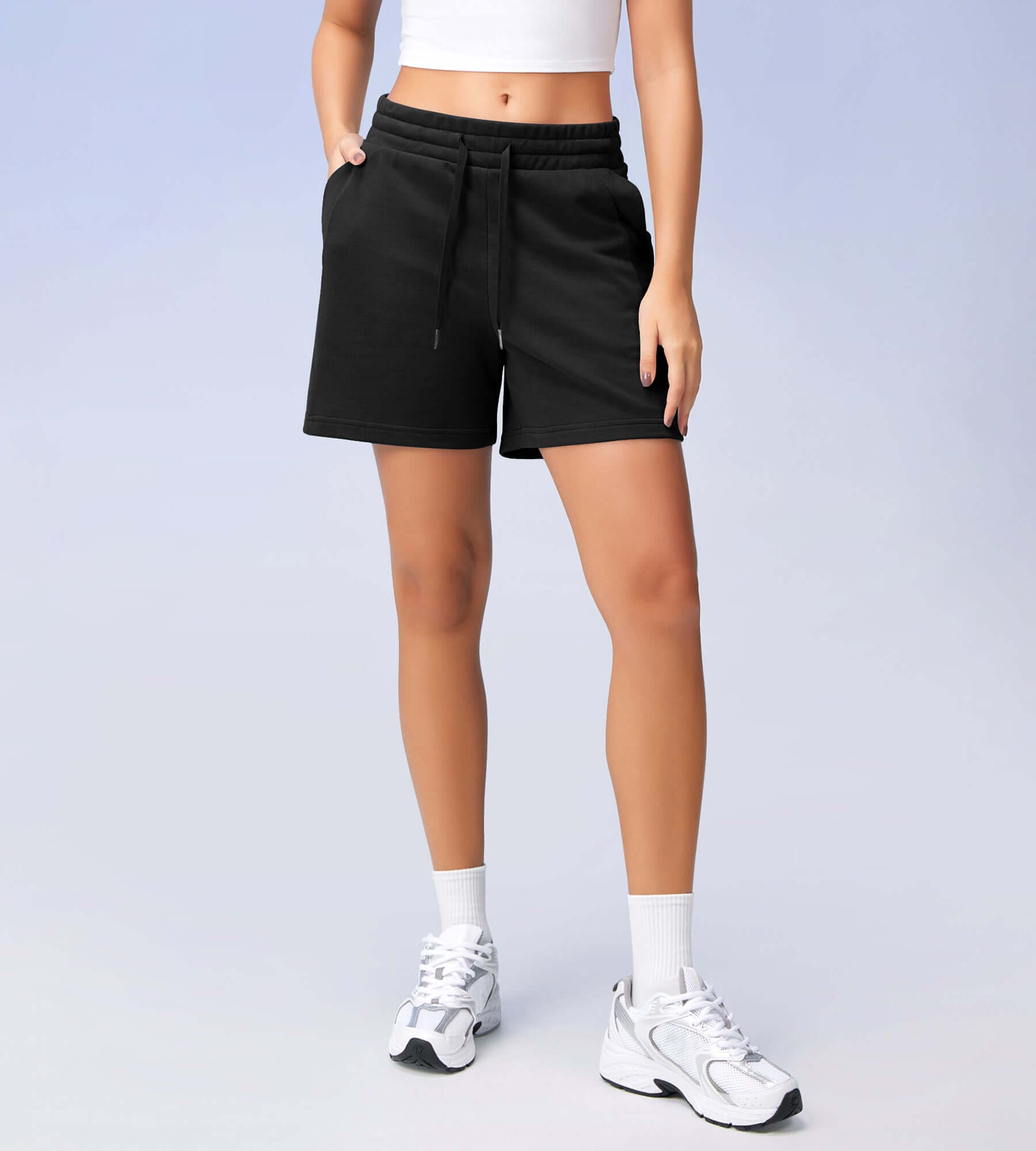 5 Cotton French Terry High Waist Lounge Shorts - ododos