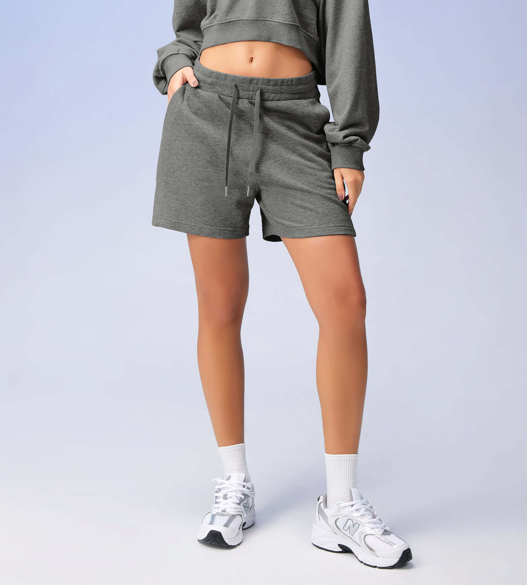 5 Cotton French Terry High Waist Lounge Shorts - ododos