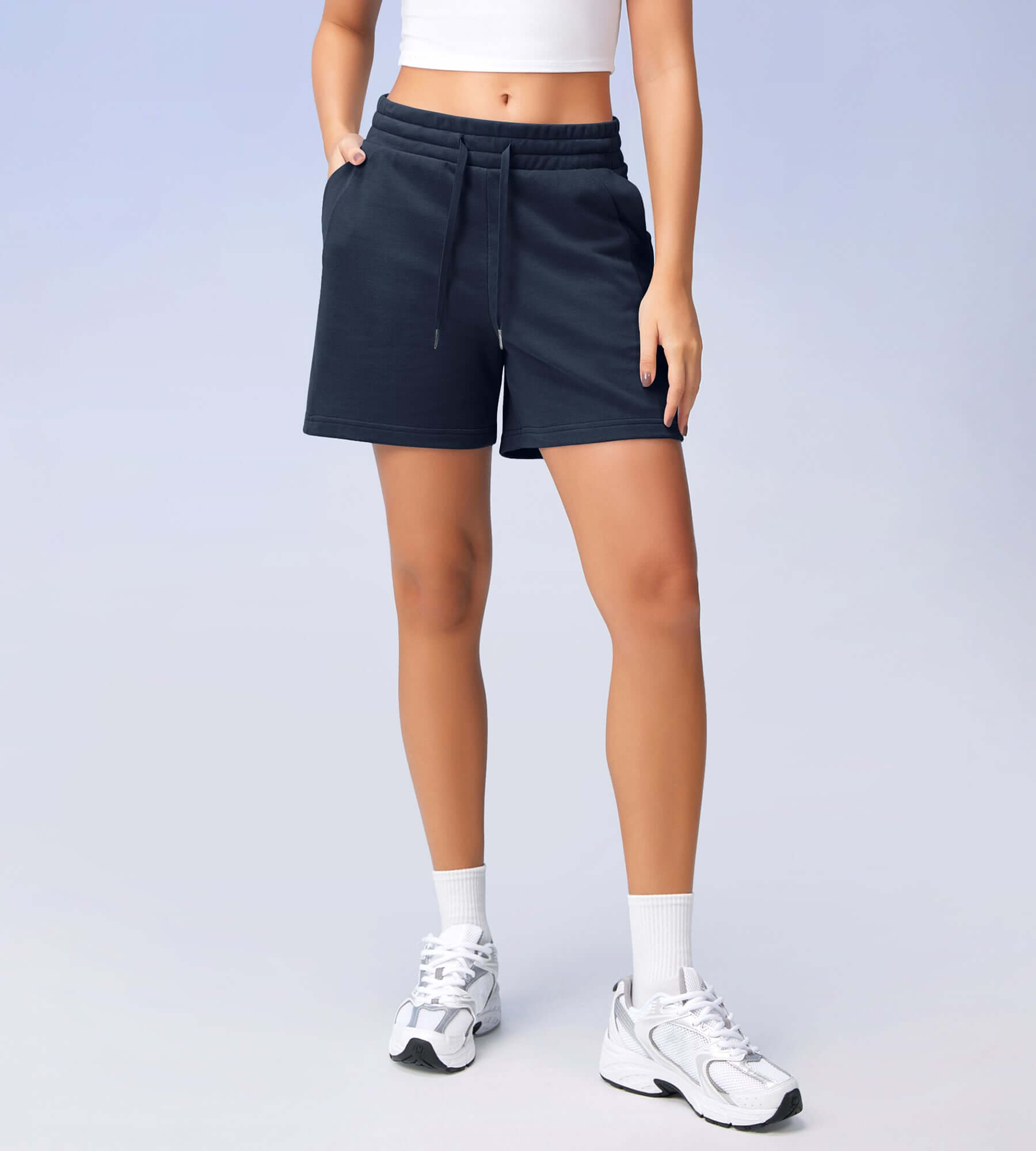 5 Cotton French Terry High Waist Lounge Shorts - ododos
