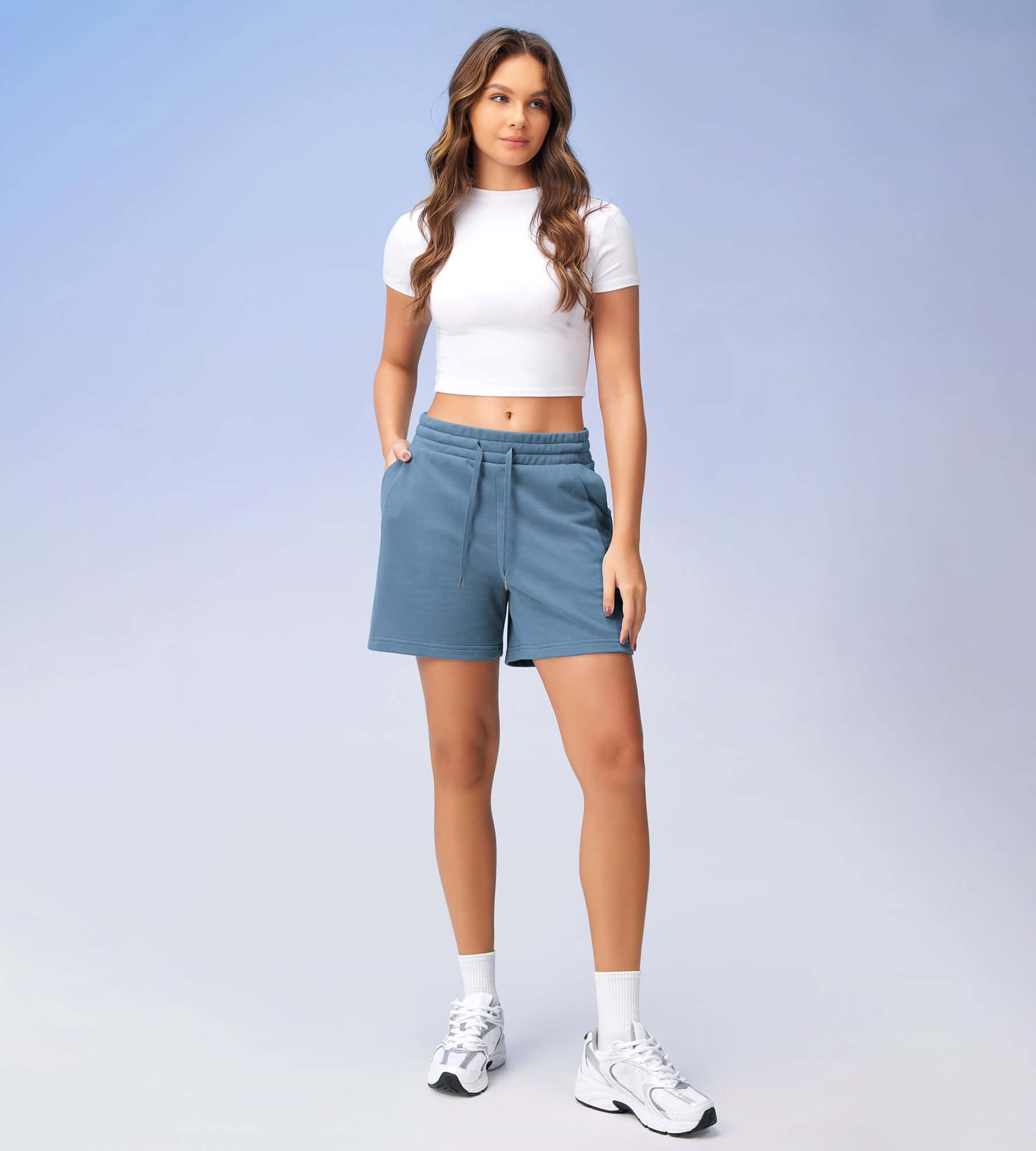 5 Cotton French Terry High Waist Lounge Shorts - ododos