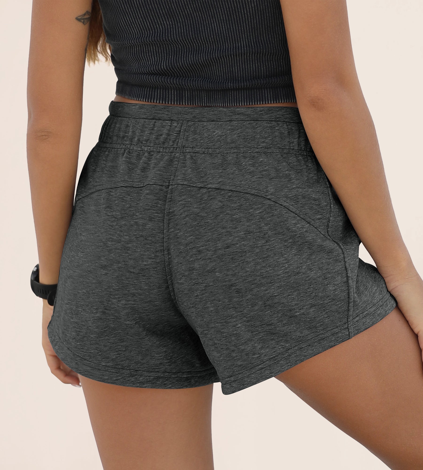 Cotton Terry Drawstring Workout Shorts - ododos