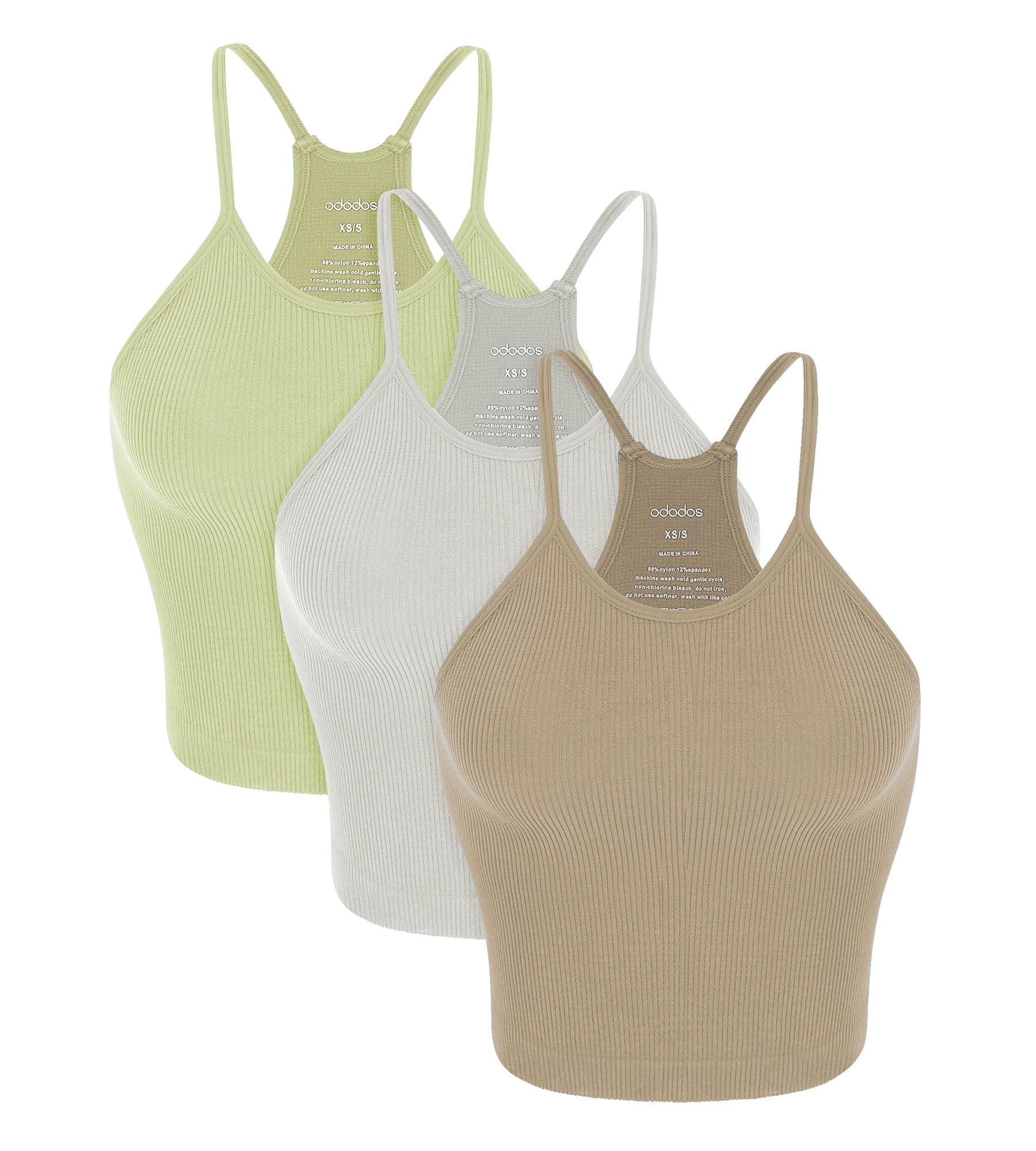 3-Pack Seamless Rib-Knit Camisole Taupe+Murmur+Seedling - ododos