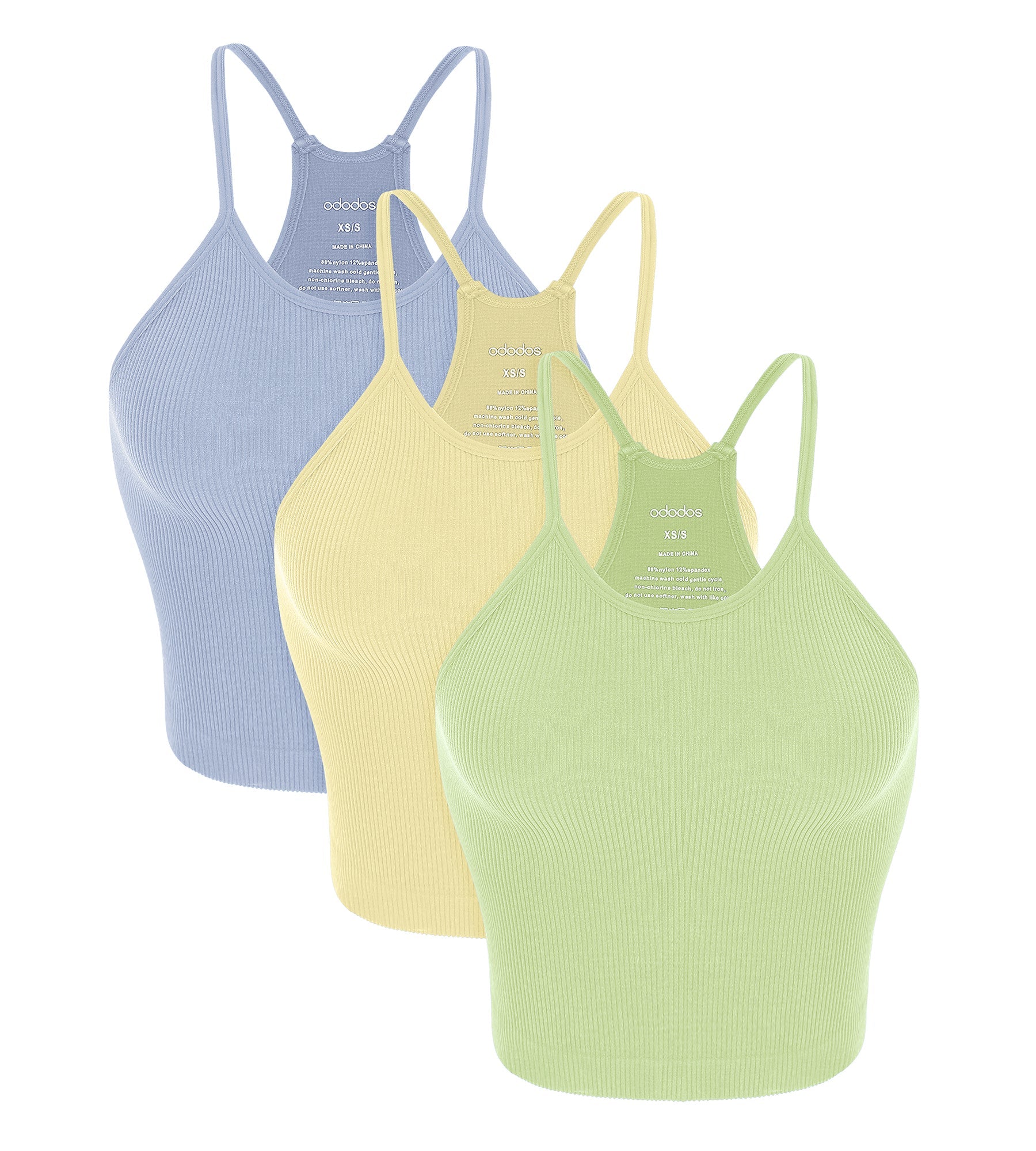 3-Pack Seamless Rib-Knit Camisole Tea+Custard+Serenity - ododos