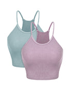 2-Pack Rib-Knit Crop Tank Tops Lilac+Vintage Blue - ododos