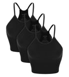 3-Pack Seamless Ribbed Crop Camisole Black+Black+Black - ododos