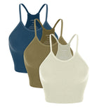 3-Pack Seamless Ribbed Crop Camisole Lint+Nutria+Blue Ashes - ododos