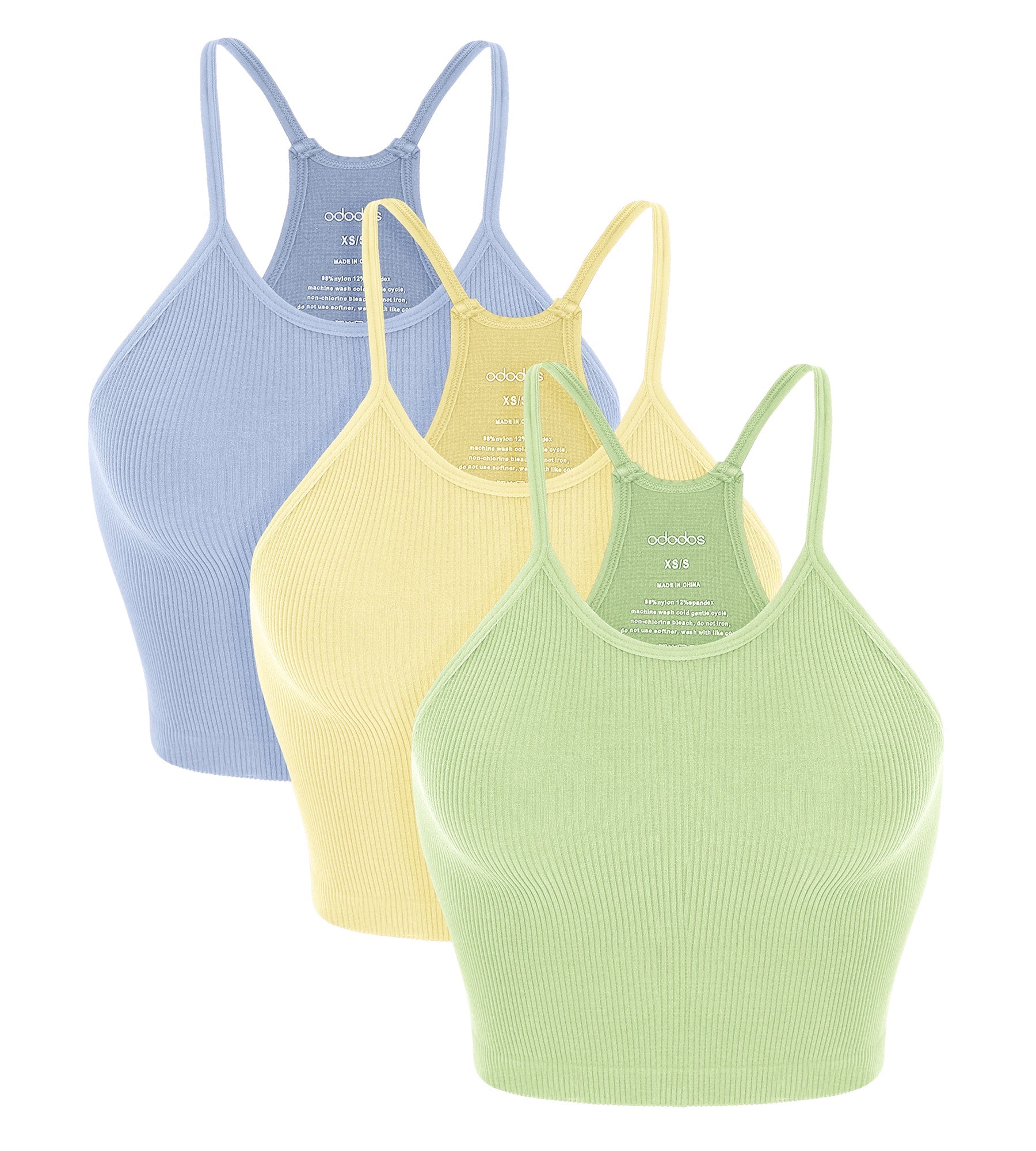 3-Pack Seamless Ribbed Crop Camisole Tea+Custard+Serenity - ododos