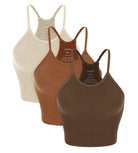 3-Pack Long Seamless Camisole Brunette+Clay+Mushroom - ododos