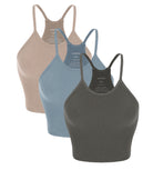 3-Pack Long Seamless Camisole Charcoal+Dusty Blue+Bark - ododos