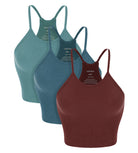 3-Pack Long Seamless Camisole Claret+Ocean+SkyBlue - ododos