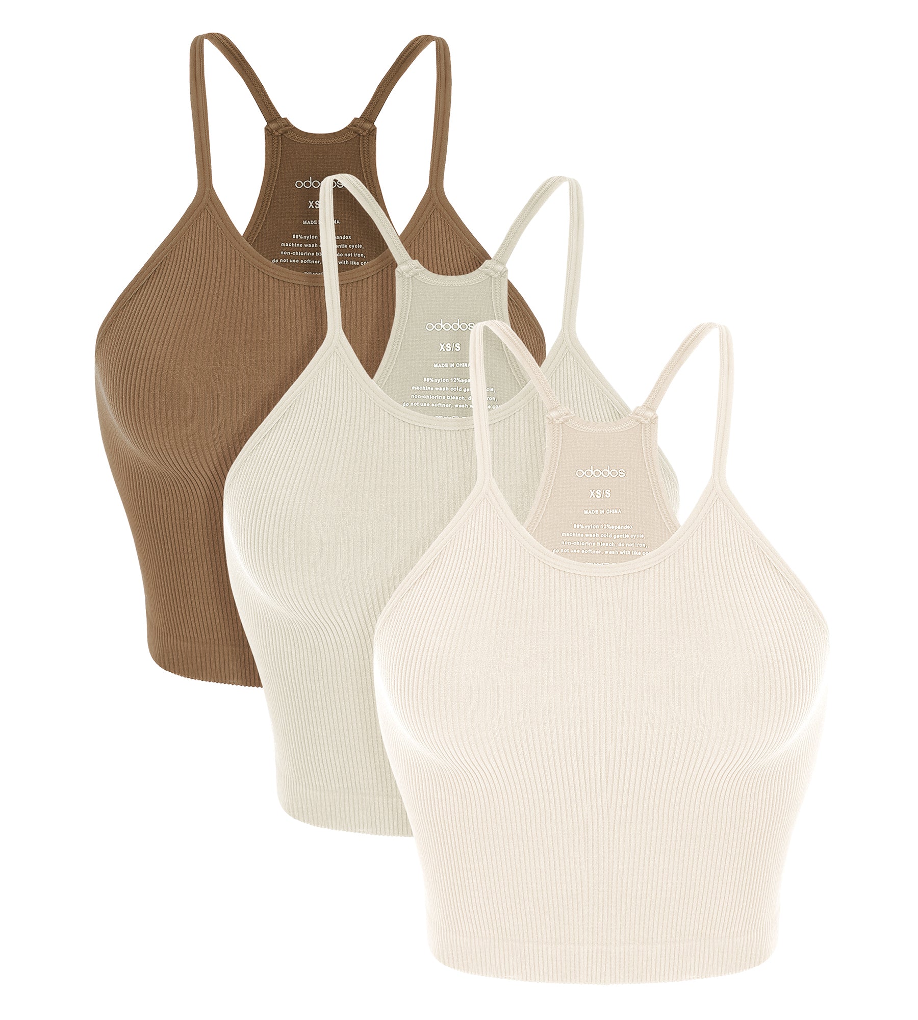 3-Pack Long Seamless Camisole Ivory+Star White+Ermine - ododos