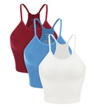3-Pack Long Seamless Camisole White+Blue+Red - ododos