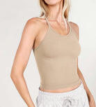 3-Pack Waist Length Waffle Knit Seamless Camisole Cropped Tank Tops - ododos