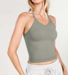 3-Pack Waist Length Waffle Knit Seamless Camisole Cropped Tank Tops - ododos