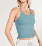 3-Pack Waist Length Waffle Knit Seamless Camisole Cropped Tank Tops - ododos