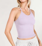 3-Pack Waist Length Waffle Knit Seamless Camisole Cropped Tank Tops - ododos