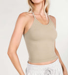 3-Pack Waist Length Waffle Knit Seamless Camisole Cropped Tank Tops - ododos