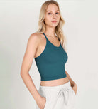 3-Pack Long Crop Length Waffle Knit Seamless Camisole Cropped Tank Tops - ododos