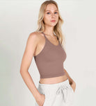 3-Pack Long Crop Length Waffle Knit Seamless Camisole Cropped Tank Tops - ododos