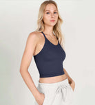 3-Pack Long Crop Length Waffle Knit Seamless Camisole Cropped Tank Tops - ododos