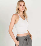 3-Pack Long Crop Length Waffle Knit Seamless Camisole Cropped Tank Tops - ododos