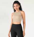 3-Pack Seamless Ribbed High Neck Cropped Tank Tops - ododos