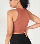 3-Pack Seamless Ribbed High Neck Cropped Tank Tops - ododos