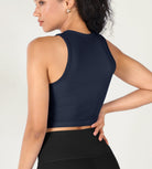 3-Pack Seamless Ribbed High Neck Cropped Tank Tops - ododos