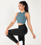 3-Pack Seamless Ribbed High Neck Cropped Tank Tops - ododos