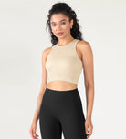 3-Pack Seamless Ribbed High Neck Cropped Tank Tops - ododos