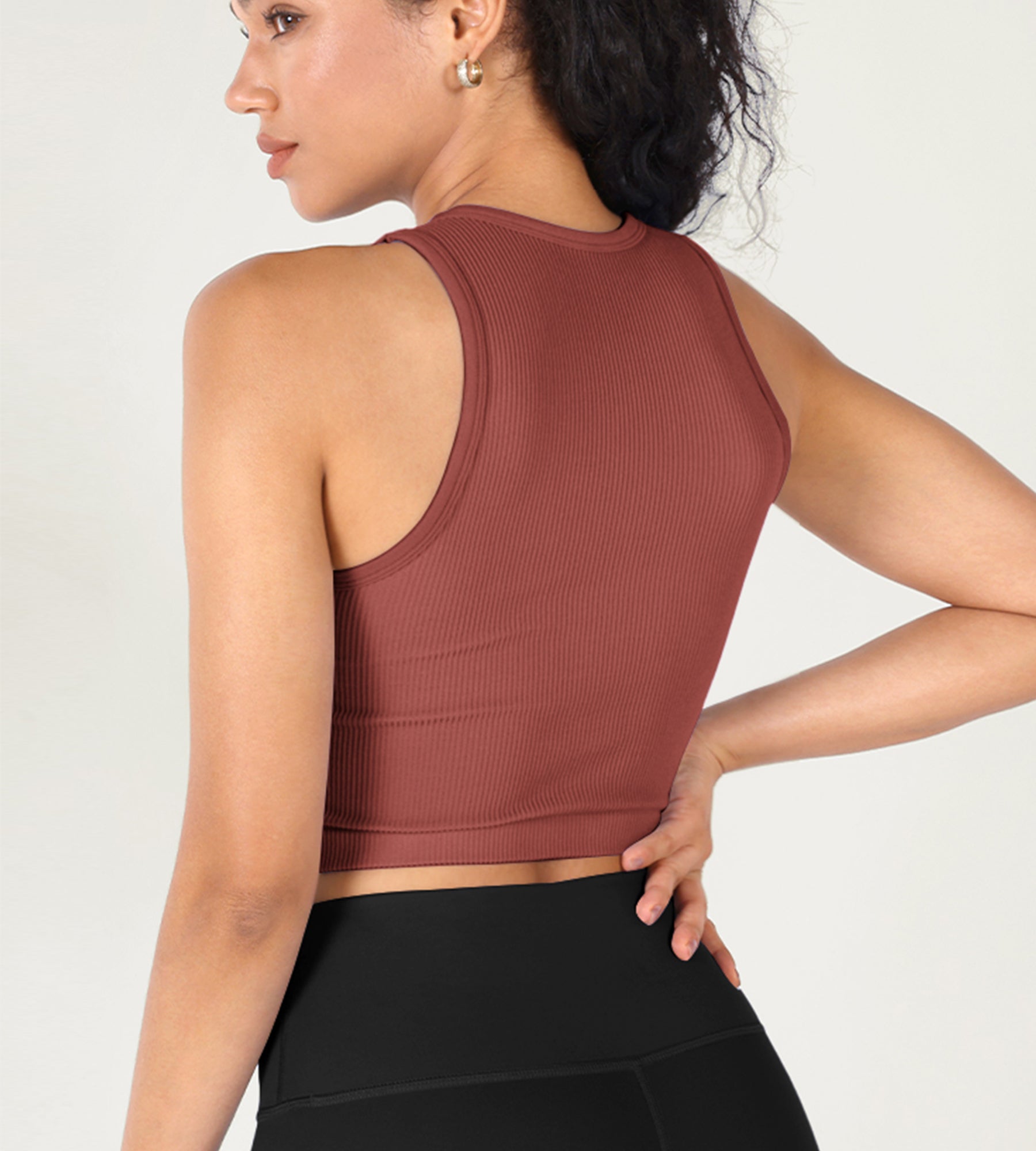 3-Pack Seamless Ribbed High Neck Cropped Tank Tops - ododos