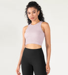 3-Pack Seamless Ribbed High Neck Cropped Tank Tops - ododos