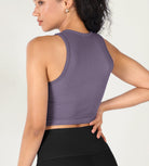 3-Pack Seamless Ribbed High Neck Cropped Tank Tops - ododos