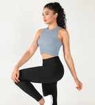 3-Pack Seamless Ribbed High Neck Cropped Tank Tops - ododos