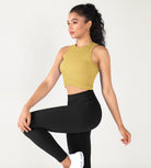 3-Pack Seamless Ribbed High Neck Cropped Tank Tops - ododos