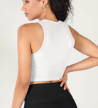 3-Pack Seamless Ribbed High Neck Cropped Tank Tops - ododos