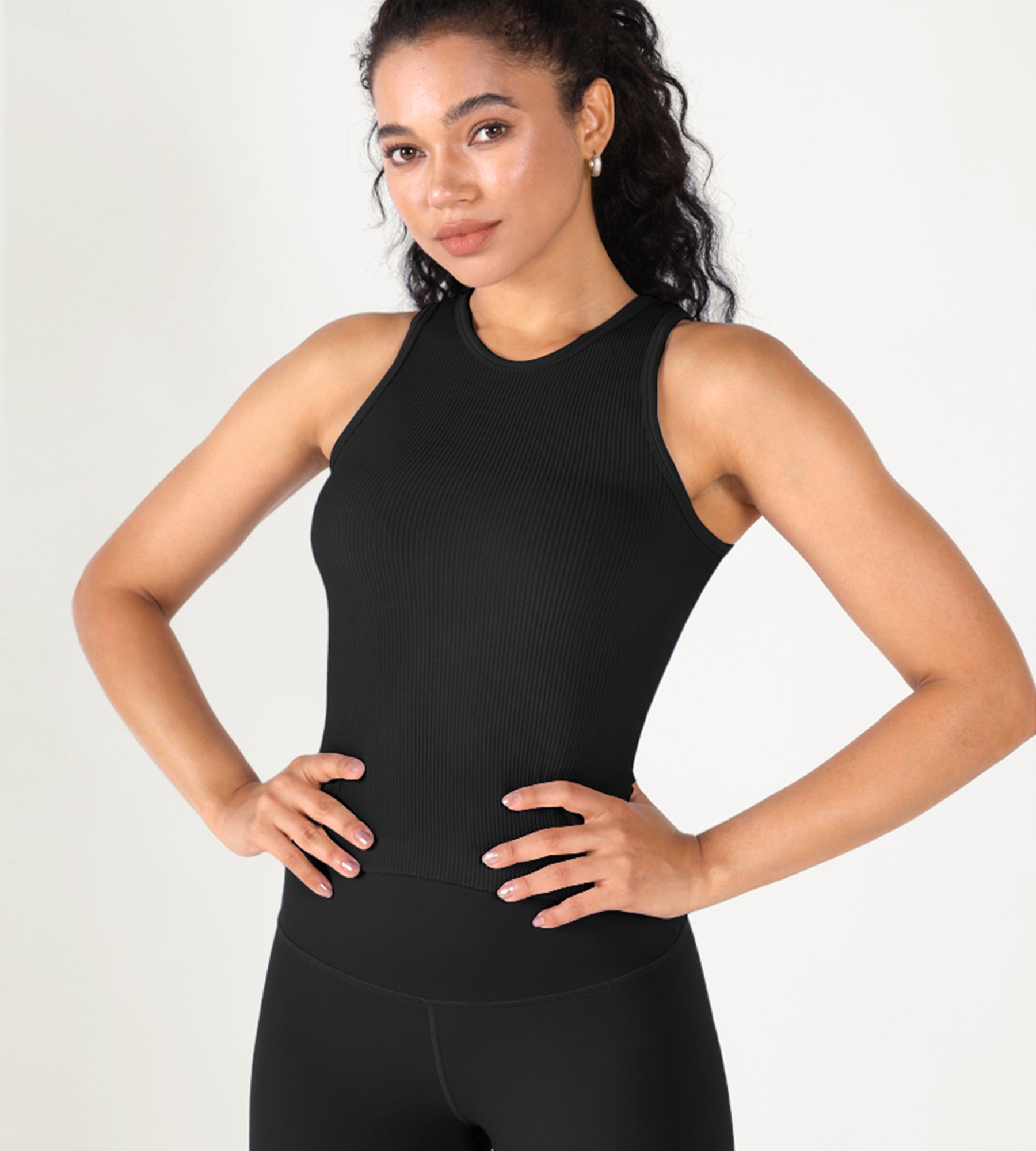 3-Pack Seamless Ribbed High Neck Tank Tops - ododos